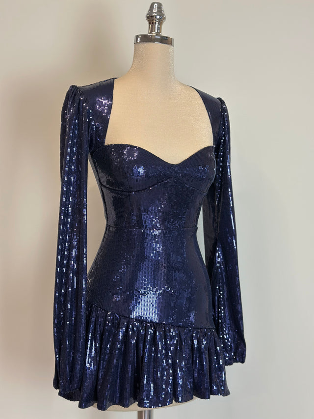 Sequin Mini Dress in Midnight Blue